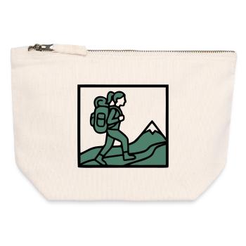 Randonnée Sac à dos Montagnes Randonneurs Femmes Désir de voyager - Pochette zippée en toile 12 x 13 cm - blanc naturel - Devant