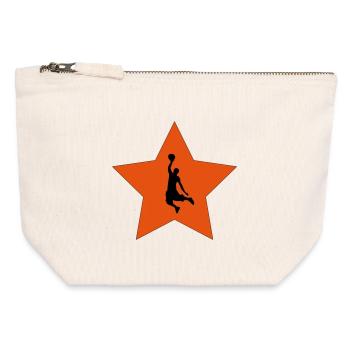 Star du basket - Pochette zippée en toile 12 x 13 cm - blanc naturel - Devant