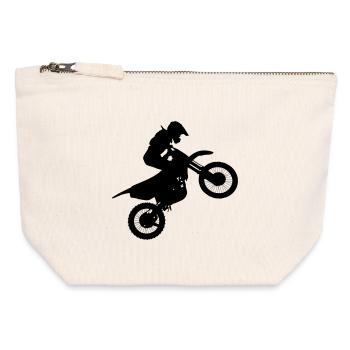 Image du pilote de motocross # - Pochette zippée en toile 12 x 13 cm - blanc naturel - Devant
