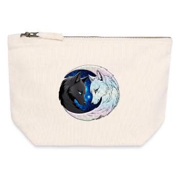 Zwei majestätische Wolfsköpfe - Canvas Reißverschluss-Täschchen (12 x 13 cm) - Naturweiß - Vorne