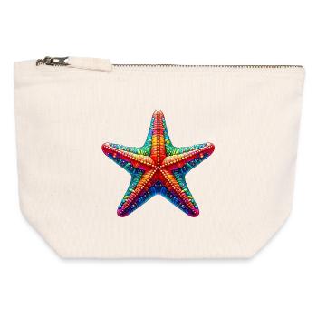 Étoile de mer - Pochette zippée en toile 12 x 13 cm - blanc naturel - Devant