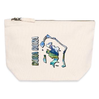 Carte à l’aquarelle Bora Bora - Pochette zippée en toile 12 x 13 cm - blanc naturel - Devant