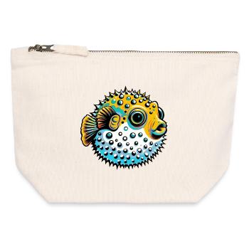 Kugelfisch - Canvas Reißverschluss-Täschchen (12 x 13 cm) - Naturweiß - Vorne