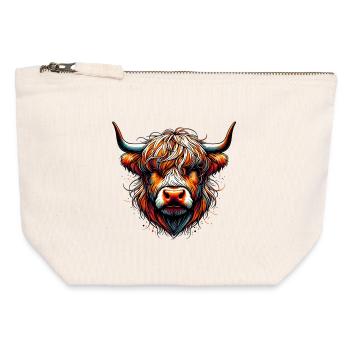 Scottish Highland Cow - Canvas Zip Pouch 12 x 13 cm - nature - Front