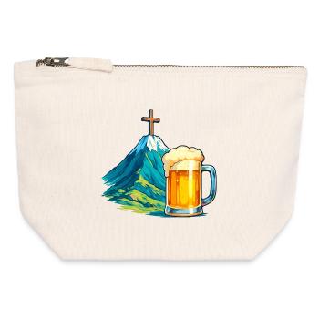 Illustration du festival de la bière de Mountain Cross - Pochette zippée en toile 12 x 13 cm - blanc naturel - Devant