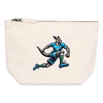 Football Kangaroo Attaquant Numéro 15 Équipe d’Australie - Pochette zippée en toile 12 x 13 cm - blanc naturel - Devant