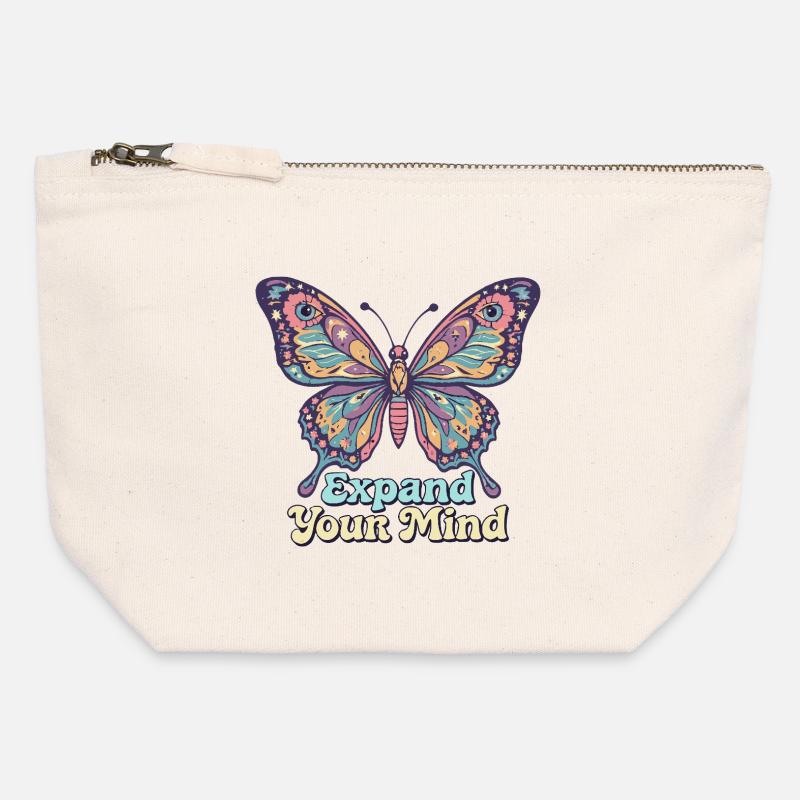 Psychedelic Retro – Expand Your Mind - Canvas Zip Pouch 12 x 13 cm - nature