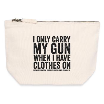 Je porte juste mon arme – drôles de droits sur les armes – - Pochette zippée en toile 12 x 13 cm - blanc naturel - Devant