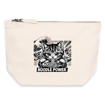 Cat Ramen - Canvas Reißverschluss-Täschchen (12 x 13 cm) - Naturweiß - Vorne