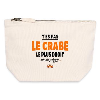 T’es pas le crabe le plus droit de la plage, vanne - Pochette zippée en toile 12 x 13 cm - blanc naturel - Devant