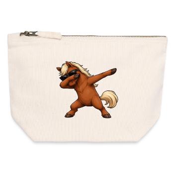 Cheval de dabing - Pochette zippée en toile 12 x 13 cm - blanc naturel - Devant