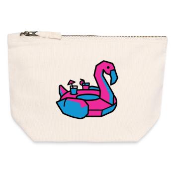 Flamingo Swimming Animal Pool Party - Canvas Zip Pouch 12 x 13 cm - nature - Front