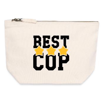 Best Cop - Police - Policeman - Gun - Security - Canvas Zip Pouch 12 x 13 cm - nature - Front