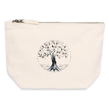 arbre de vie - Pochette zippée en toile 12 x 13 cm - blanc naturel - Devant