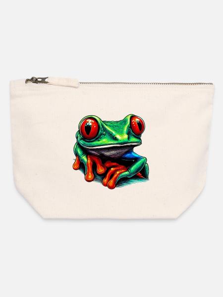 Rotäugiger Laubfrosch - Canvas Reißverschluss-Täschchen (12 x 13 cm) - Naturweiß