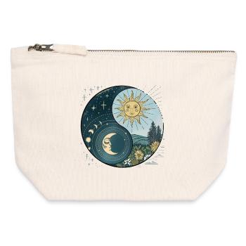 Yin Yang Sonne und Mond Himmlische Harmonie - Canvas Reißverschluss-Täschchen (12 x 13 cm) - Naturweiß - Vorne