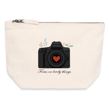 Camera Love – Design for Photography Lovers - Canvas Zip Pouch 12 x 13 cm - nature - Front
