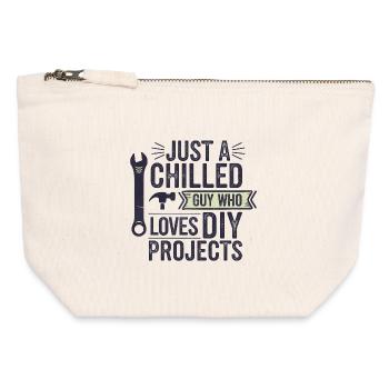 Chilliger Heimwerker-Typ, lustiger Spruch - Canvas Reißverschluss-Täschchen (12 x 13 cm) - Naturweiß - Vorne
