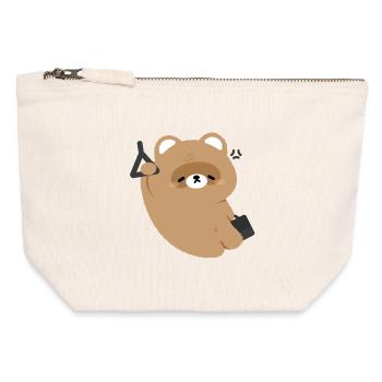 Ours fatigué Commute - Pochette zippée en toile 12 x 13 cm - blanc naturel - Devant