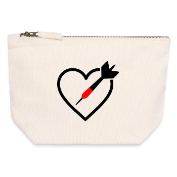 Heart Darts – Passion Precision - Canvas Zip Pouch 12 x 13 cm - nature - Front