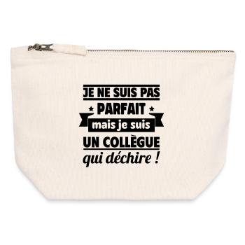 Collègue Qui Déchire Humour Travail - Pochette zippée en toile 12 x 13 cm - blanc naturel - Devant