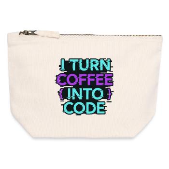 I Turn Coffee Into Code - Canvas Zip Pouch 12 x 13 cm - nature - Front