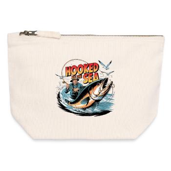 Hooked By The Sea Vintage Fishing - Canvas Zip Pouch 12 x 13 cm - nature - Front