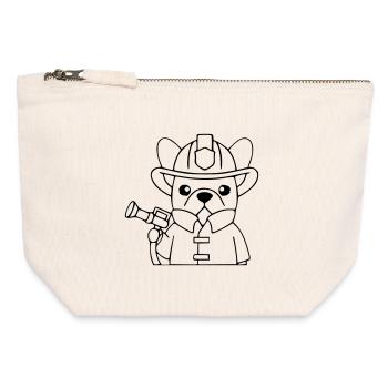 Frenchie Firefighter Dog Outline - Canvas Zip Pouch 12 x 13 cm - nature - Front