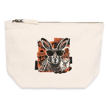 Cool Vintage Hunter Hare - Canvas Zip Pouch 12 x 13 cm - nature - Front