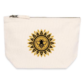Mandala Biene Boho Yoga Imkerei Bienen - Canvas Reißverschluss-Täschchen (12 x 13 cm) - Naturweiß - Vorne