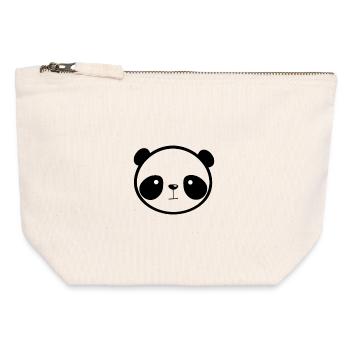 Panda - Canvas Reißverschluss-Täschchen (12 x 13 cm) - Naturweiß - Vorne