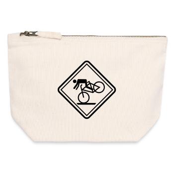 sport komisch mountainbiking - Canvas Reißverschluss-Täschchen (12 x 13 cm) - Naturweiß - Vorne