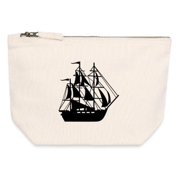 Schiff - Canvas Reißverschluss-Täschchen (12 x 13 cm) - Naturweiß - Vorne