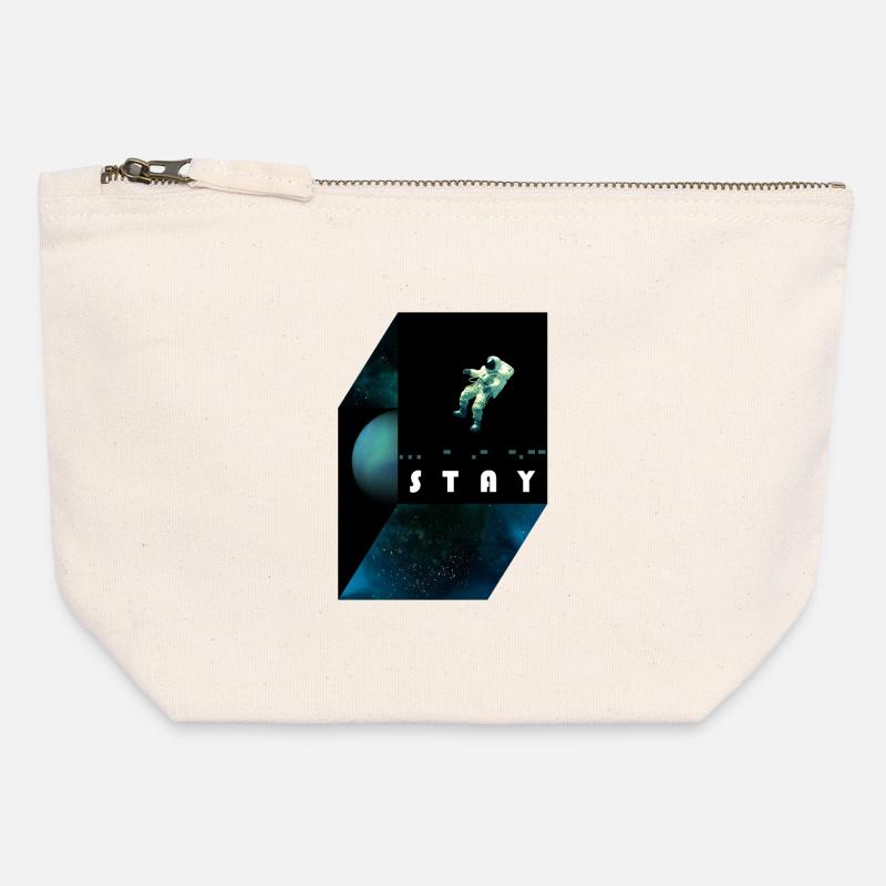 stay / morse code - Canvas Reißverschluss-Täschchen (12 x 13 cm) - Naturweiß