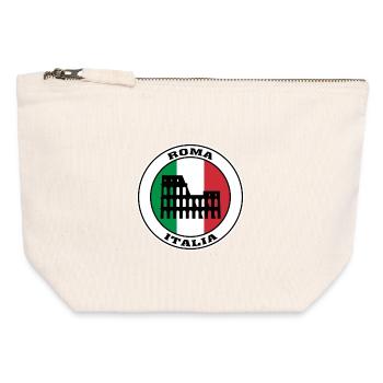 Roma Italy Travel Souvenir Italian Flag Badge Rome - Canvas Zip Pouch 12 x 13 cm - nature - Front