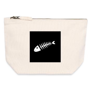 Poisson chemise poisson motif,Cadeau de vêtements de pêche - Pochette zippée en toile 12 x 13 cm - blanc naturel - Devant