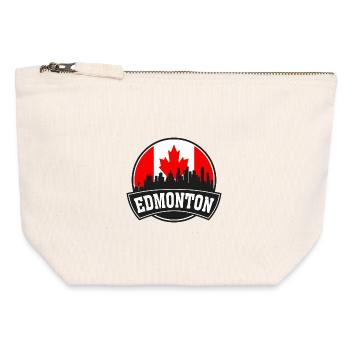 Edmonton Canada Skyline Travel Souvenir canadien F - Pochette zippée en toile 12 x 13 cm - blanc naturel - Devant