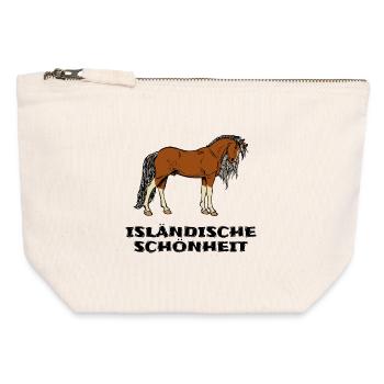Isländer Pferde Statement Islandpferde Pferdenarr - Canvas Reißverschluss-Täschchen (12 x 13 cm) - Naturweiß - Vorne
