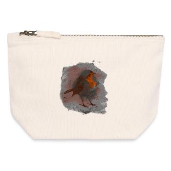 niedliche vögel, foto Rotkehlchen männchen mit HG - Canvas Reißverschluss-Täschchen (12 x 13 cm) - Naturweiß - Vorne