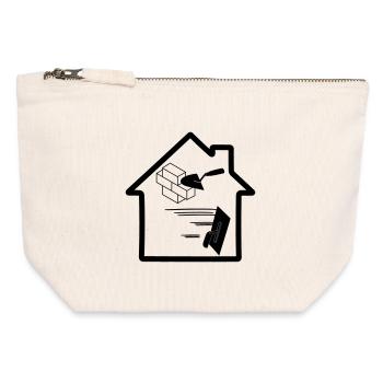 Mason stucco tool logo house building 2 - Canvas Zip Pouch 12 x 13 cm - nature - Front