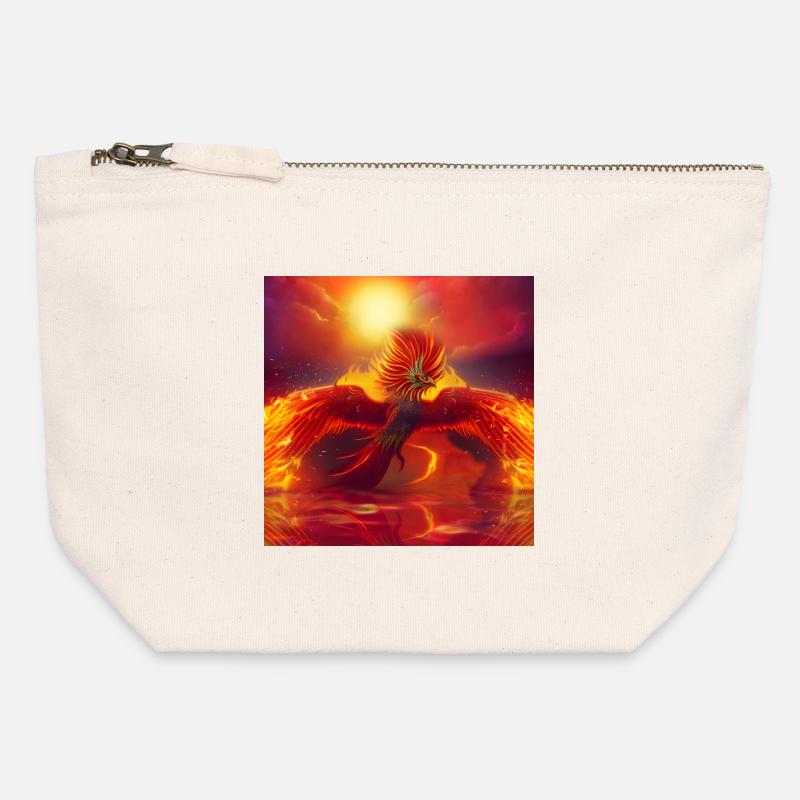 Wonderful phoenix over the ocean - Canvas Zip Pouch 12 x 13 cm - nature