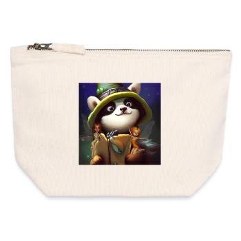 Cute panda with little fairies - Canvas Zip Pouch 12 x 13 cm - nature - Front