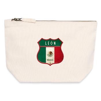 Leon Mexico coat of arms design - Canvas Zip Pouch 12 x 13 cm - nature - Front