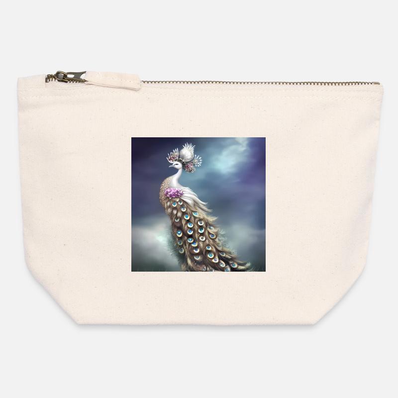 Wonderful elegant peacock - Canvas Zip Pouch 12 x 13 cm - nature