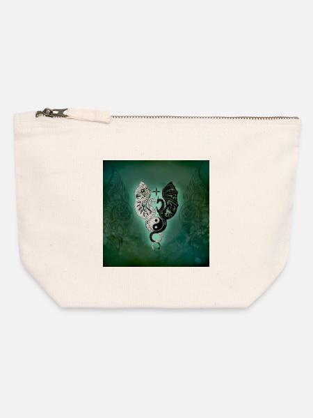 Drachen mit Yin- und Yang-Gesang - Canvas Reißverschluss-Täschchen (12 x 13 cm) - Naturweiß