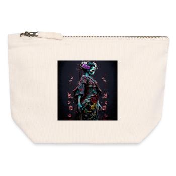 Geisha Dia muerta Floral Ebony - Geisha Zombie - Canvas Zip Pouch 12 x 13 cm - nature - Front