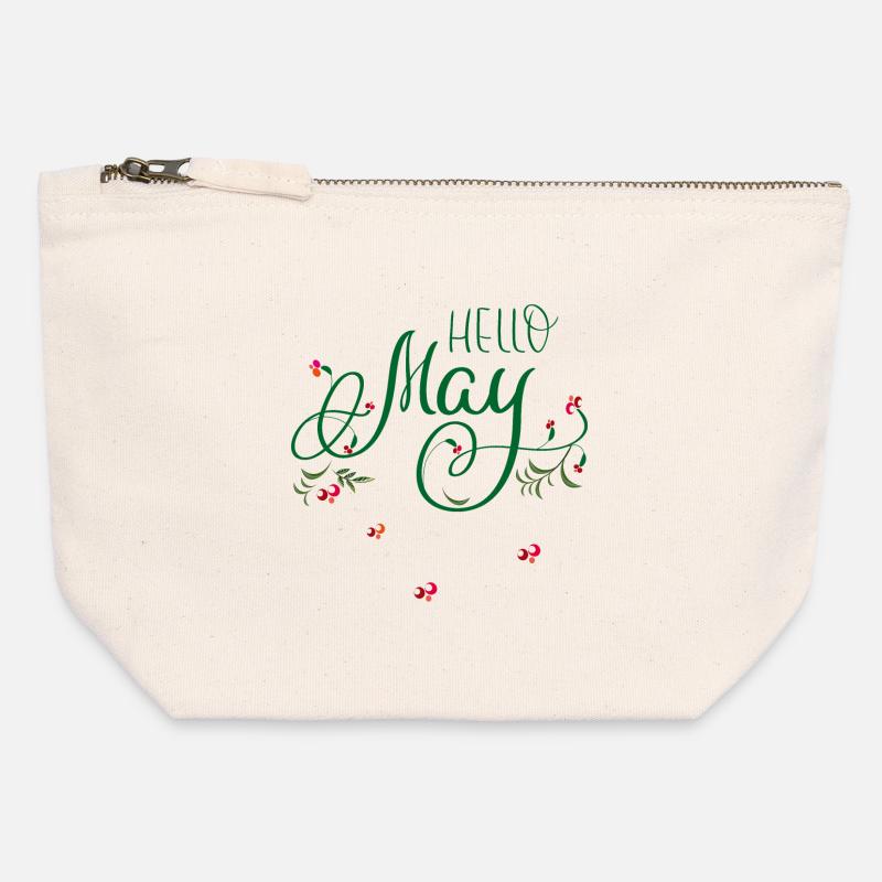 Mai, mois, printemps - Pochette zippée en toile 12 x 13 cm - blanc naturel