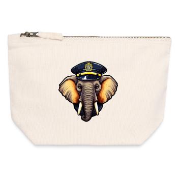 Éléphant de police - Pochette zippée en toile 12 x 13 cm - blanc naturel - Devant