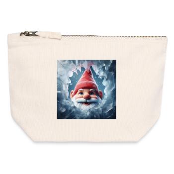 Gnome regardant à travers la glace - Pochette zippée en toile 12 x 13 cm - blanc naturel - Devant