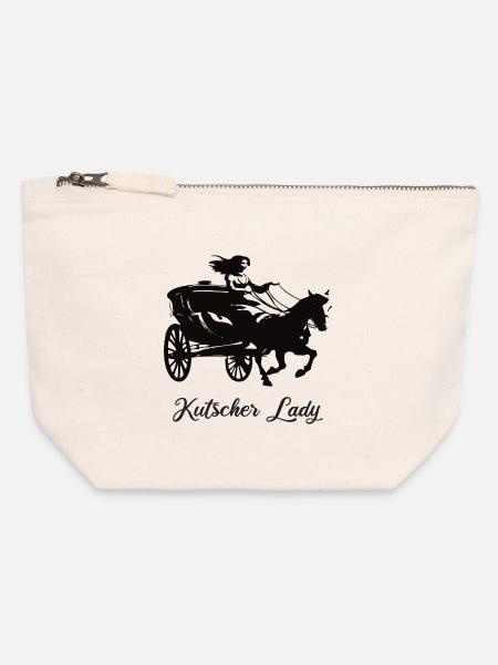 Kutscher Lady - Reiterin mit Pferdekutsche - Canvas Reißverschluss-Täschchen (12 x 13 cm) - Naturweiß